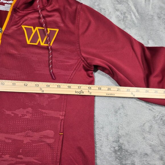 Washington Commanders Jacket Mens Small Burgundy Full Zip Fleece Hooded Fanatics - Picture 8 of 9